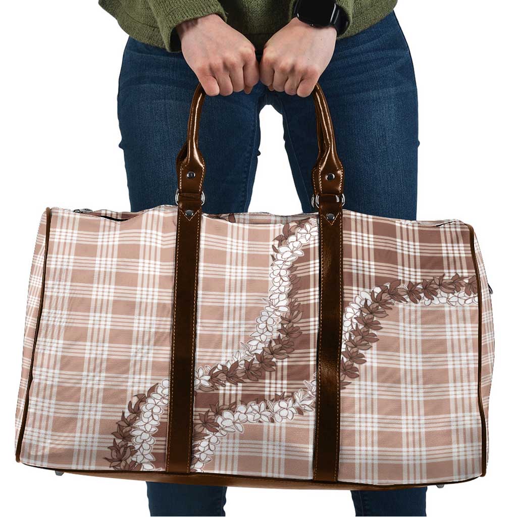 Beige Hawaii Palaka Travel Bag Hawaiian Honohono Lei LT05 Beige - Polynesian Pride
