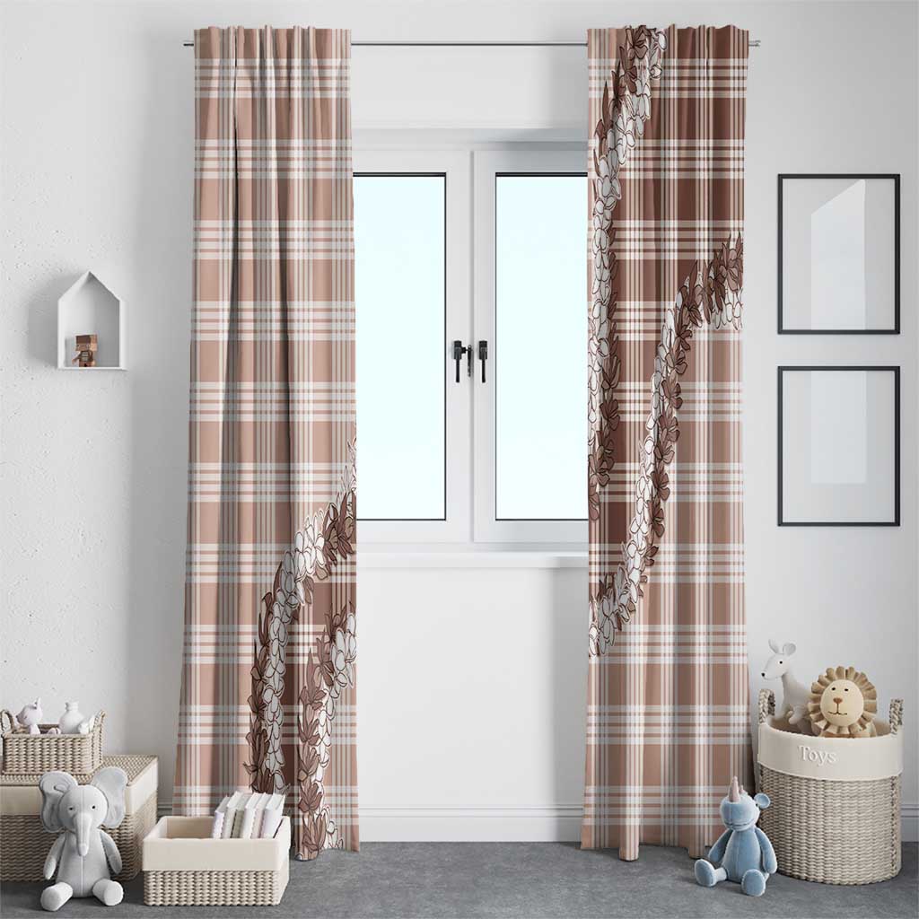 Beige Hawaii Palaka Window Curtain Hawaiian Honohono Lei