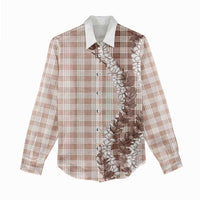 Beige Hawaii Palaka Women Casual Shirt Hawaiian Honohono Lei LT05 - Polynesian Pride
