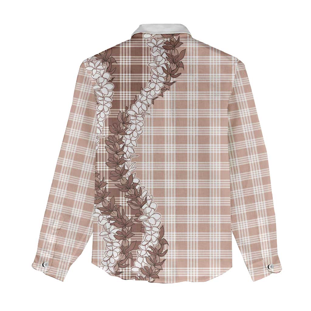 Beige Hawaii Palaka Women Casual Shirt Hawaiian Honohono Lei LT05 - Polynesian Pride