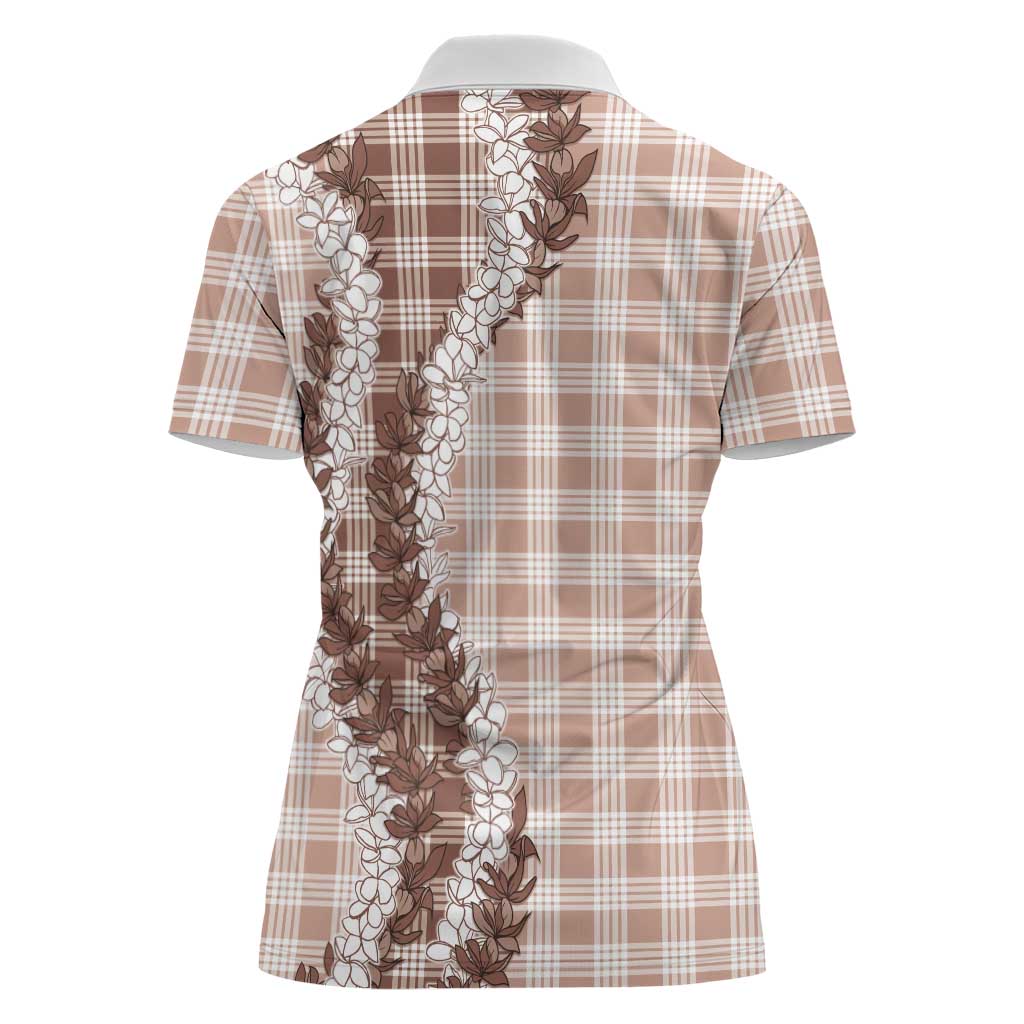 Beige Hawaii Palaka Women Polo Shirt Hawaiian Honohono Lei LT05 - Polynesian Pride