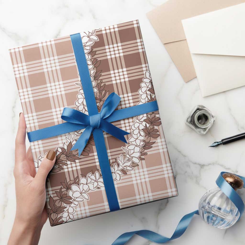 Beige Hawaii Palaka Wrapping Paper Hawaiian Honohono Lei