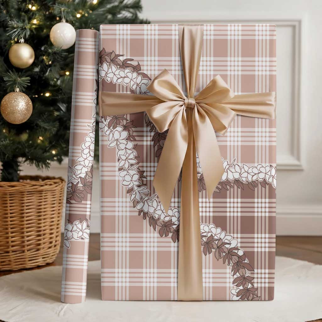 Beige Hawaii Palaka Wrapping Paper Hawaiian Honohono Lei