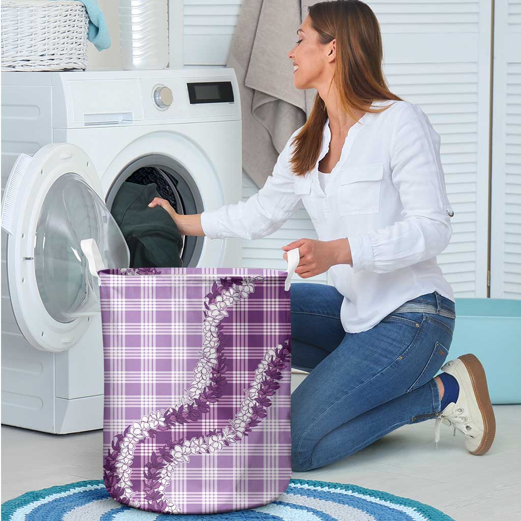 Violet Hawaii Palaka Laundry Basket Hawaiian Honohono Lei