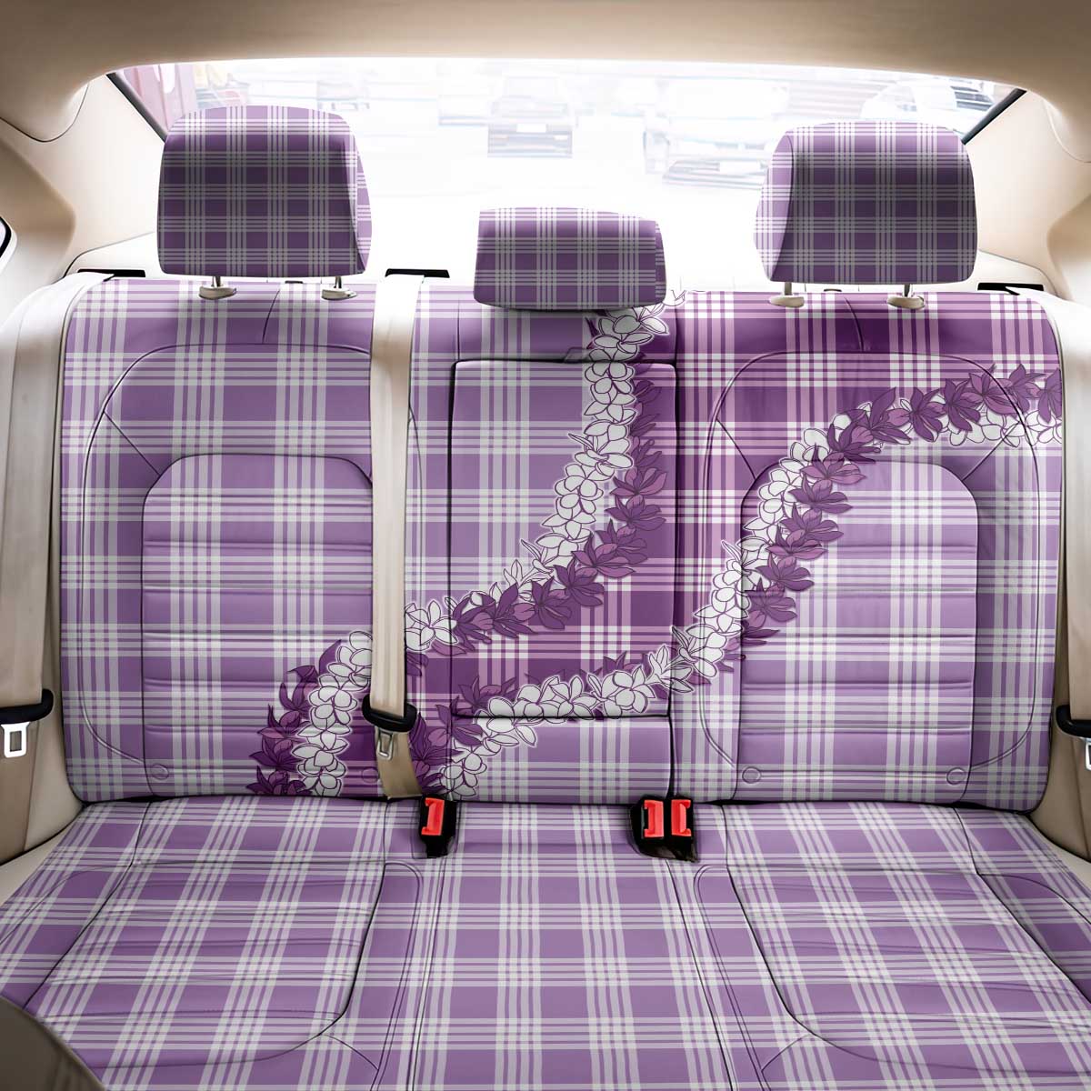 Violet Hawaii Palaka Back Car Seat Cover Hawaiian Honohono Lei LT05 - Polynesian Pride