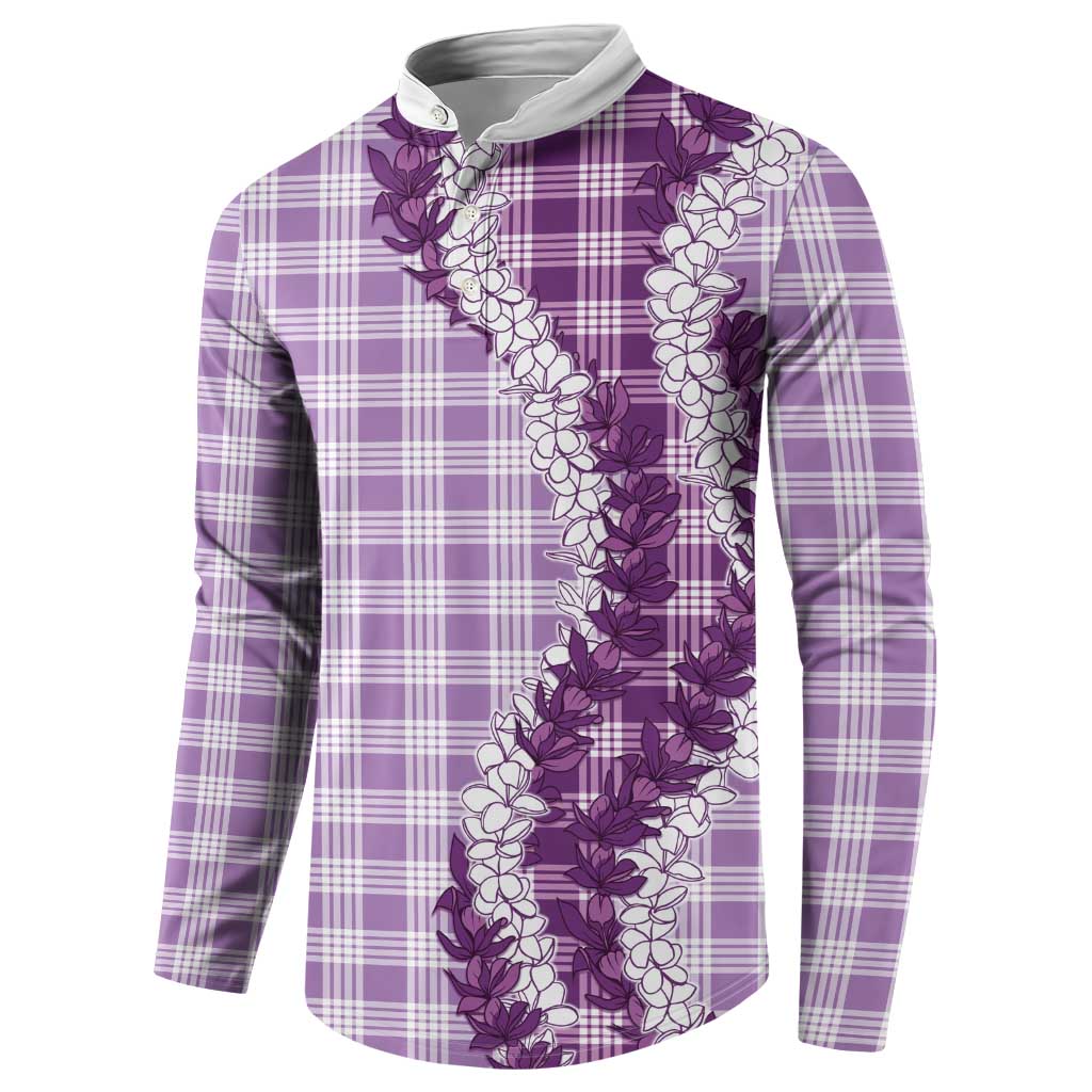 Violet Hawaii Palaka Button Sweatshirt Hawaiian Honohono Lei