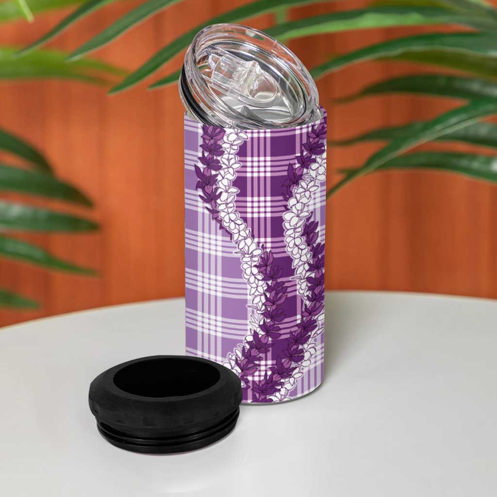 Violet Hawaii Palaka 4 in 1 Can Cooler Tumbler Hawaiian Honohono Lei LT05 - Polynesian Pride
