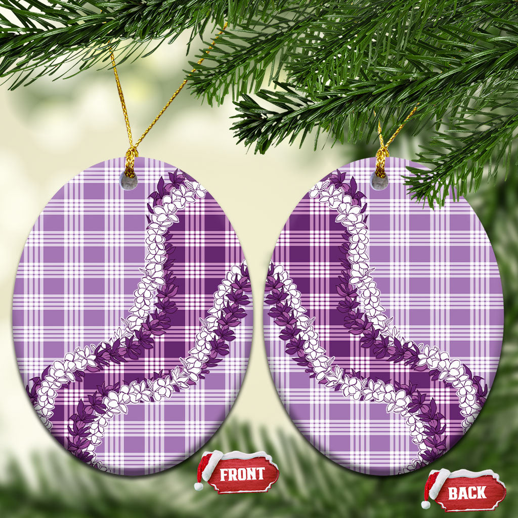 Violet Hawaii Palaka Ceramic Ornament Hawaiian Honohono Lei