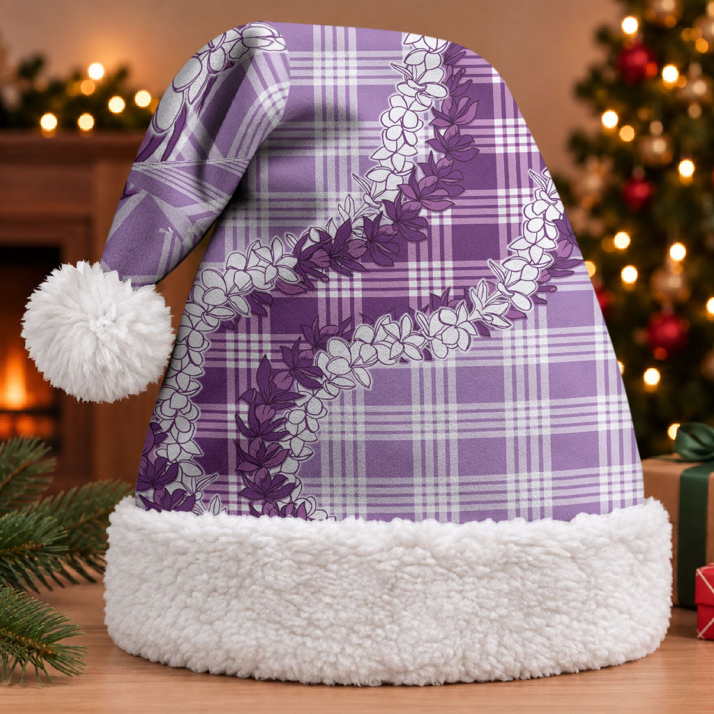 Violet Hawaii Palaka Christmas Santa Hat Hawaiian Honohono Lei LT05 With Fur Violet - Polynesian Pride