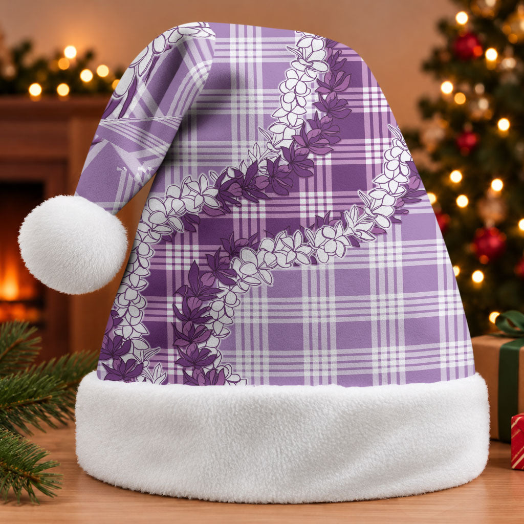 Violet Hawaii Palaka Christmas Santa Hat Hawaiian Honohono Lei LT05 Without Fur Violet - Polynesian Pride