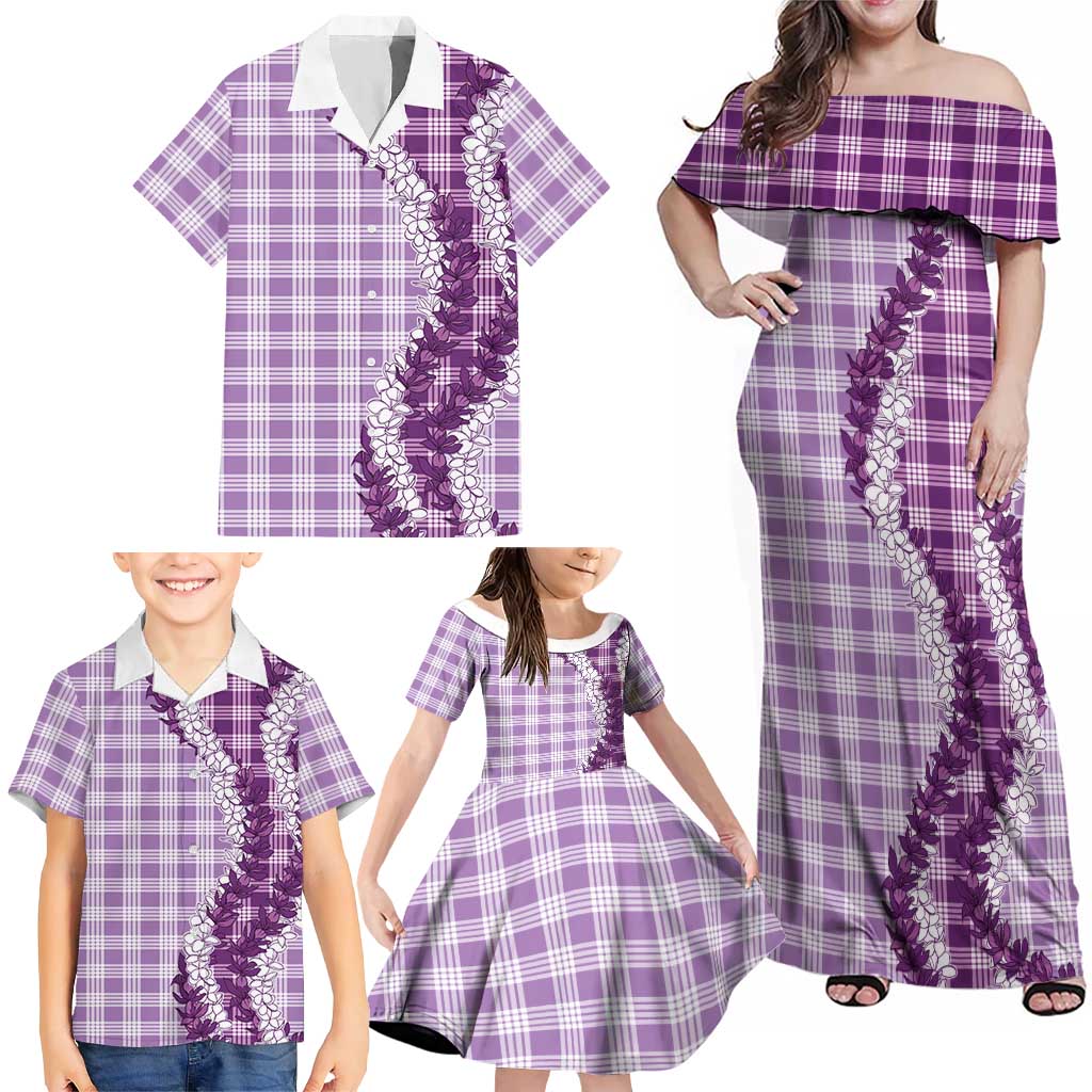 Violet Hawaii Palaka Family Matching Off Shoulder Maxi Dress and Hawaiian Shirt Hawaiian Honohono Lei LT05 - Polynesian Pride