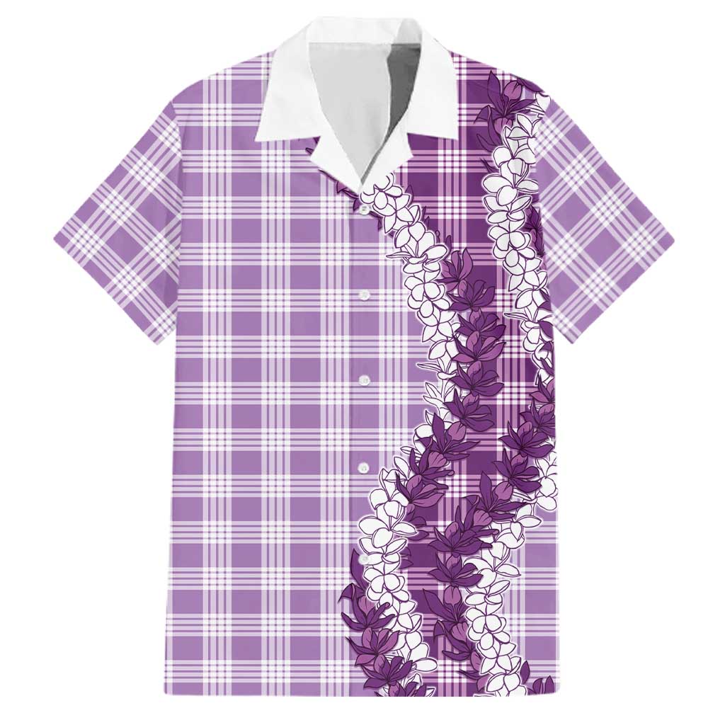 Violet Hawaii Palaka Family Matching Off Shoulder Short Dress and Hawaiian Shirt Hawaiian Honohono Lei LT05 Dad's Shirt - Short Sleeve Violet - Polynesian Pride