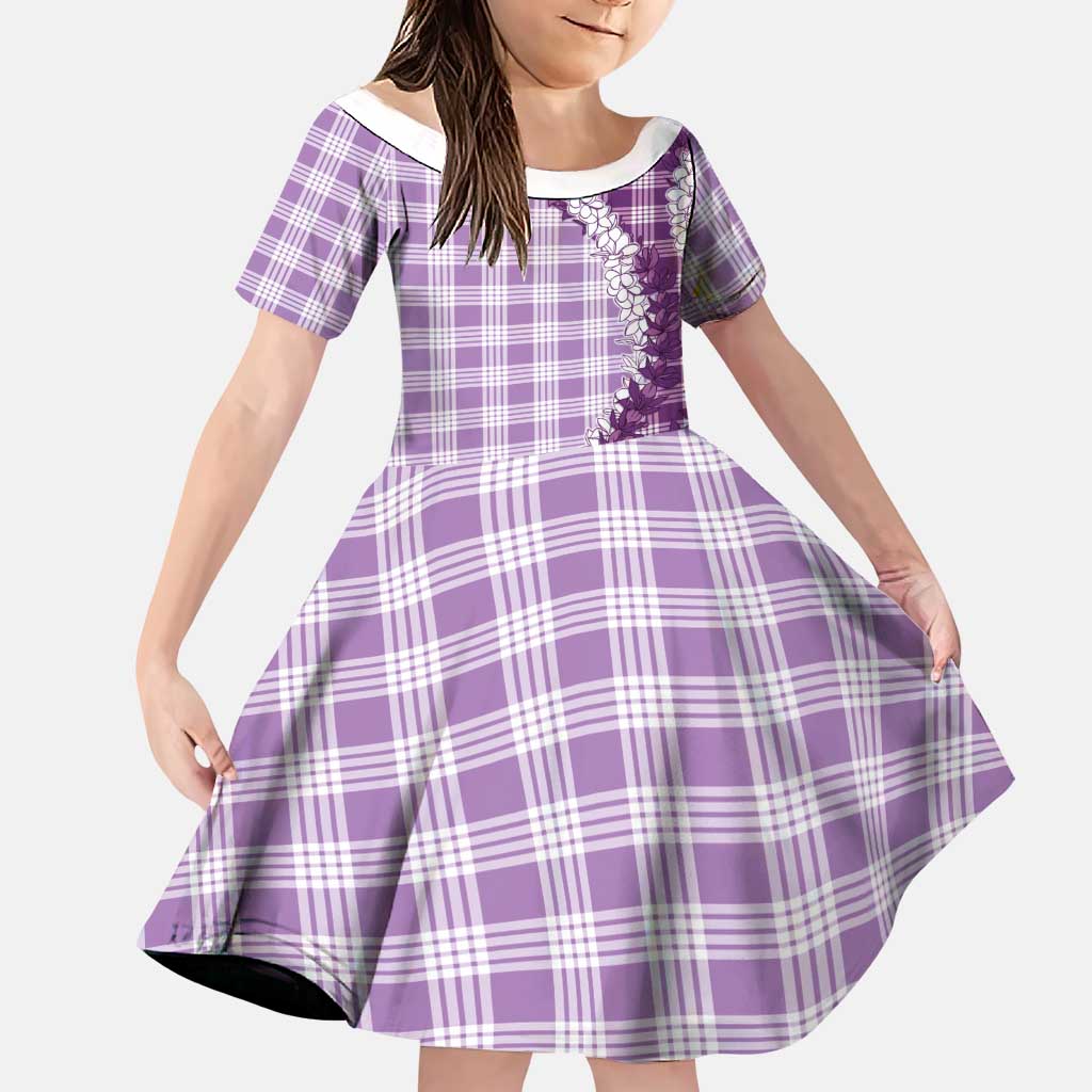Violet Hawaii Palaka Family Matching Puletasi and Hawaiian Shirt Hawaiian Honohono Lei LT05 Daughter's Dress Violet - Polynesian Pride
