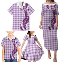 Violet Hawaii Palaka Family Matching Puletasi and Hawaiian Shirt Hawaiian Honohono Lei LT05 - Polynesian Pride