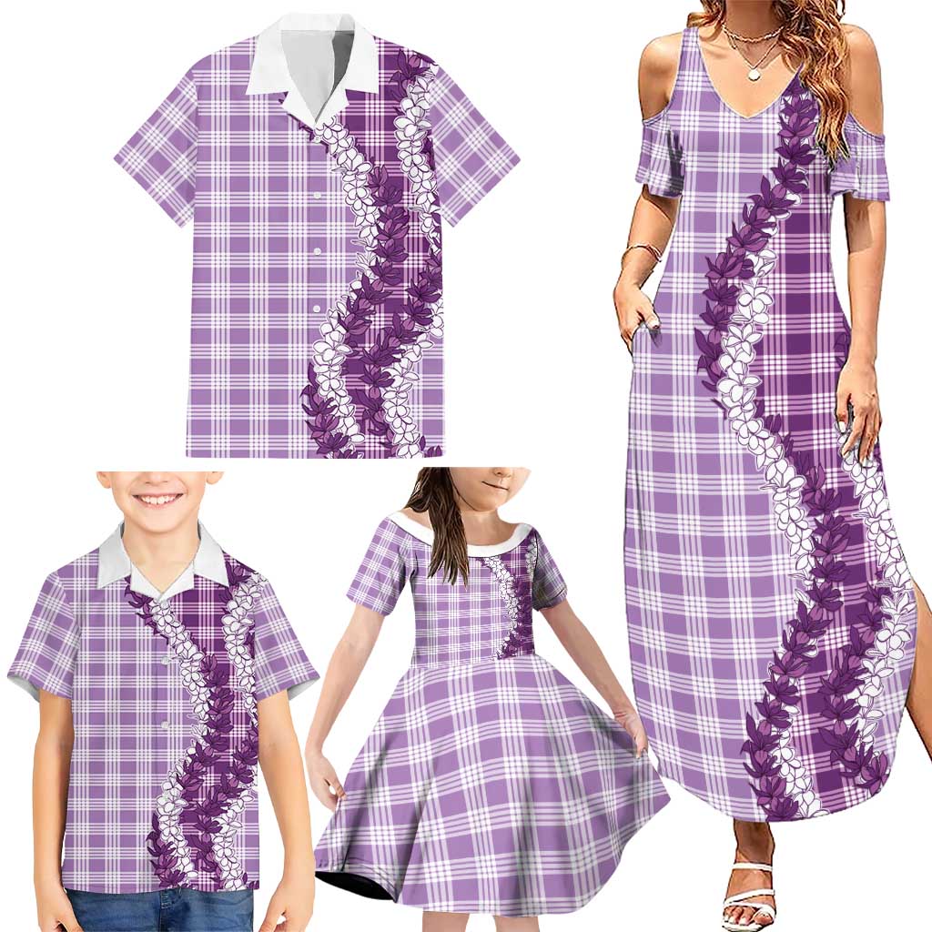Violet Hawaii Palaka Family Matching Summer Maxi Dress and Hawaiian Shirt Hawaiian Honohono Lei LT05 - Polynesian Pride