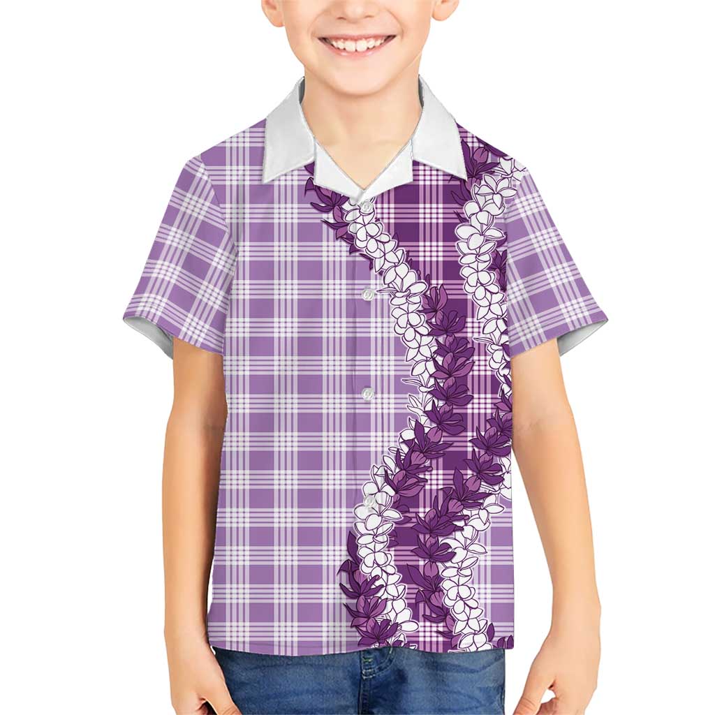 Violet Hawaii Palaka Family Matching Summer Maxi Dress and Hawaiian Shirt Hawaiian Honohono Lei LT05 Son's Shirt Violet - Polynesian Pride