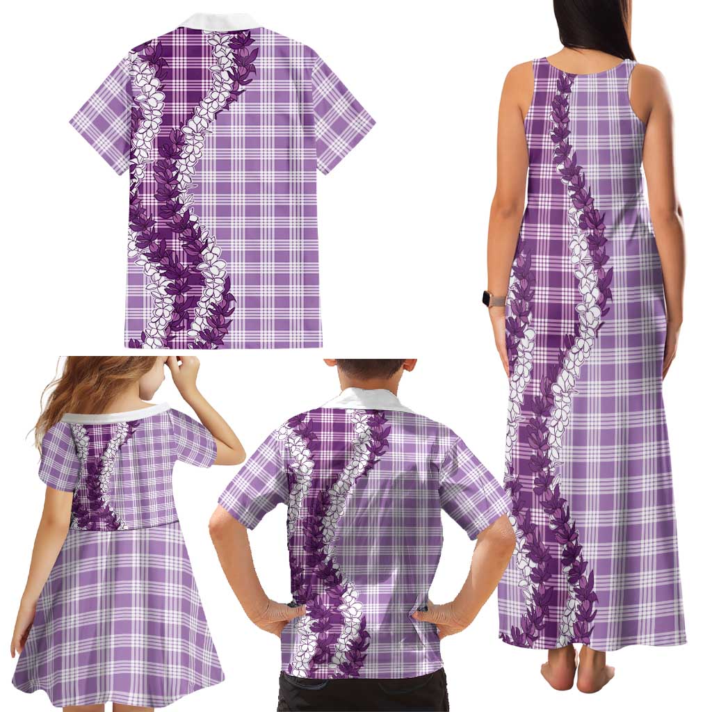 Violet Hawaii Palaka Family Matching Tank Maxi Dress and Hawaiian Shirt Hawaiian Honohono Lei LT05 - Polynesian Pride