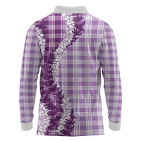 Violet Hawaii Palaka Long Sleeve Polo Shirt Hawaiian Honohono Lei