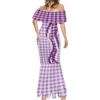 Violet Hawaii Palaka Mermaid Dress Hawaiian Honohono Lei