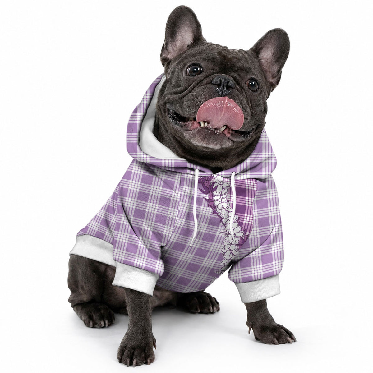 Violet Hawaii Palaka Pet Hoodie Hawaiian Honohono Lei