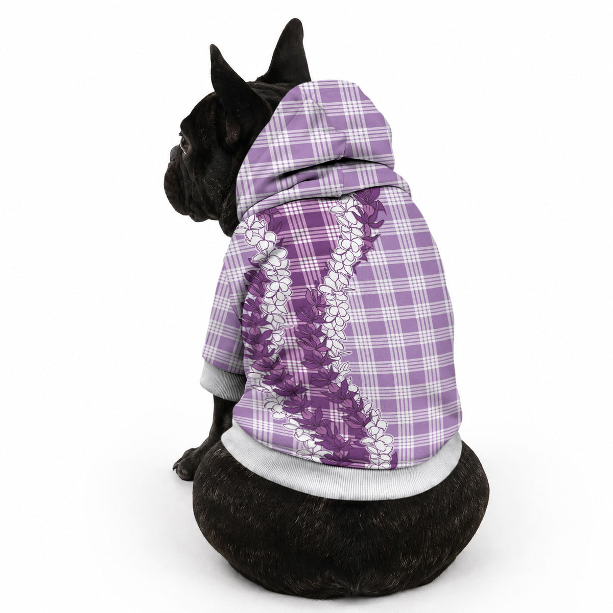 Violet Hawaii Palaka Pet Hoodie Hawaiian Honohono Lei