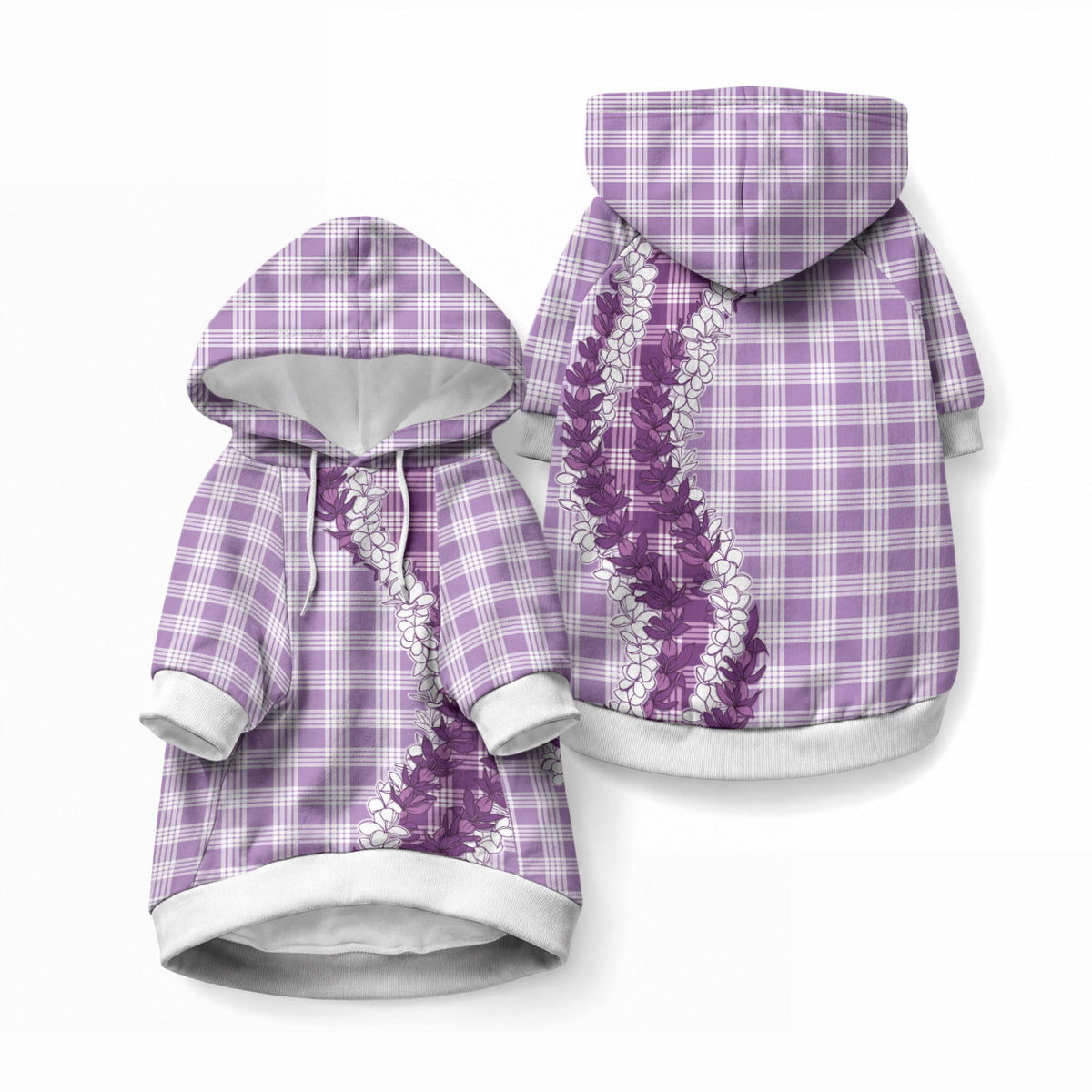 Violet Hawaii Palaka Pet Hoodie Hawaiian Honohono Lei