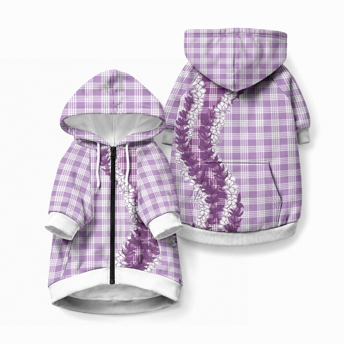 Violet Hawaii Palaka Pet Hoodie Hawaiian Honohono Lei