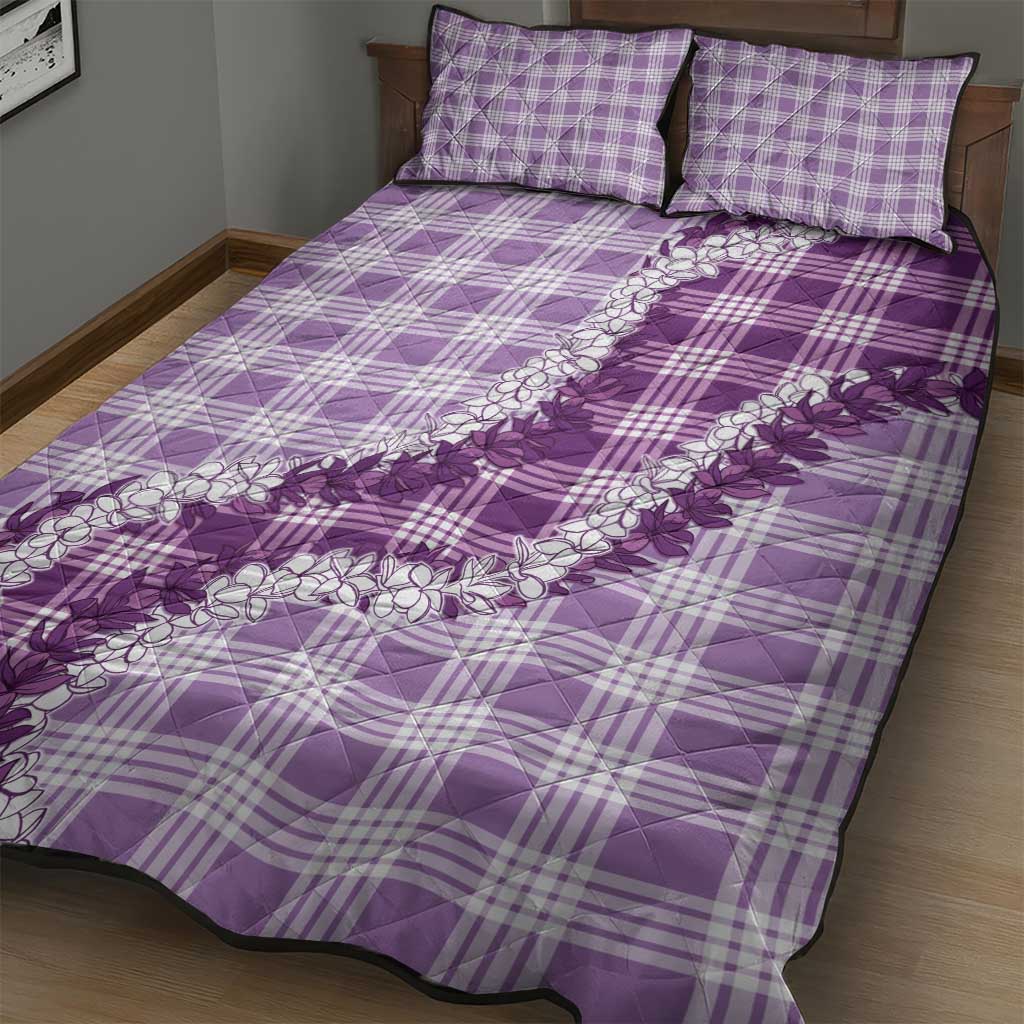 Violet Hawaii Palaka Quilt Bed Set Hawaiian Honohono Lei