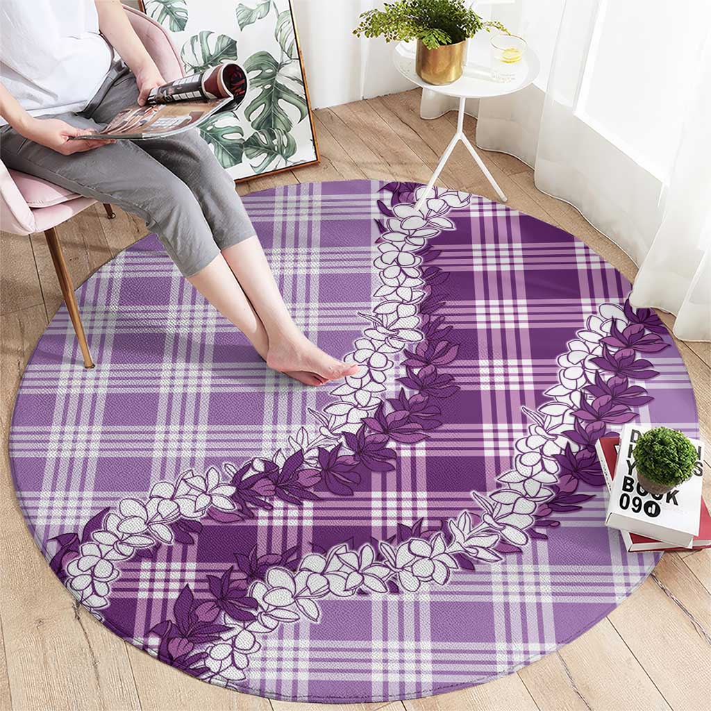 Violet Hawaii Palaka Round Carpet Hawaiian Honohono Lei