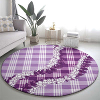 Violet Hawaii Palaka Round Carpet Hawaiian Honohono Lei