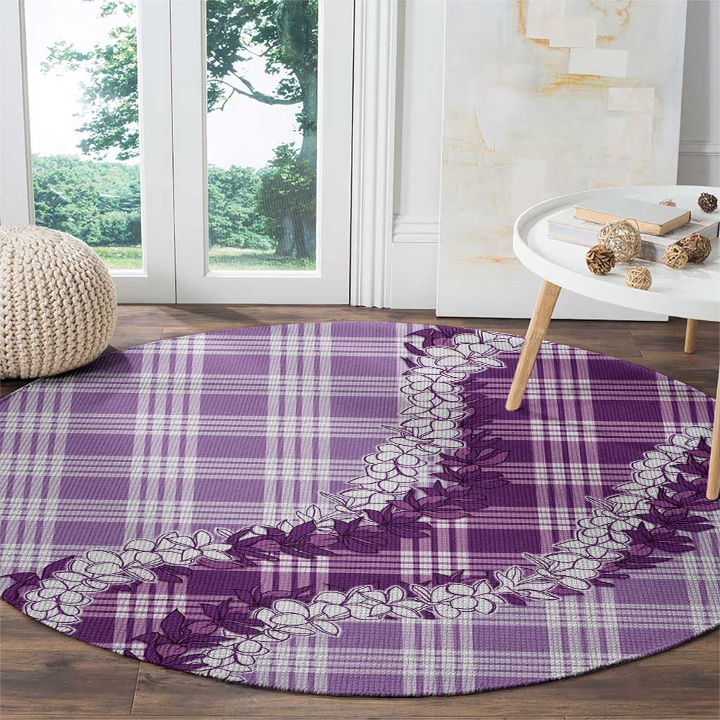 Violet Hawaii Palaka Round Carpet Hawaiian Honohono Lei