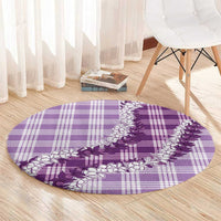 Violet Hawaii Palaka Round Carpet Hawaiian Honohono Lei