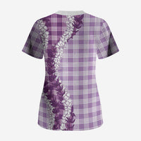 Violet Hawaii Palaka Scrub Top Hawaiian Honohono Lei