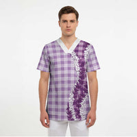Violet Hawaii Palaka Scrub Top Hawaiian Honohono Lei