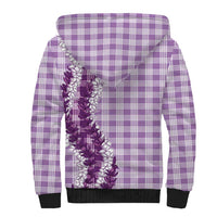 Violet Hawaii Palaka Sherpa Hoodie Hawaiian Honohono Lei