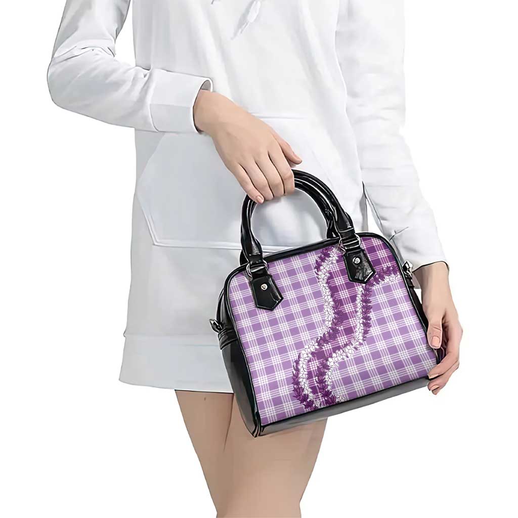 Violet Hawaii Palaka Shoulder Handbag Hawaiian Honohono Lei