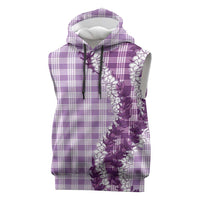 Violet Hawaii Palaka Sleeveless Hoodie Hawaiian Honohono Lei