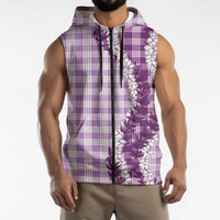 Violet Hawaii Palaka Sleeveless Zip Hoodie Hawaiian Honohono Lei