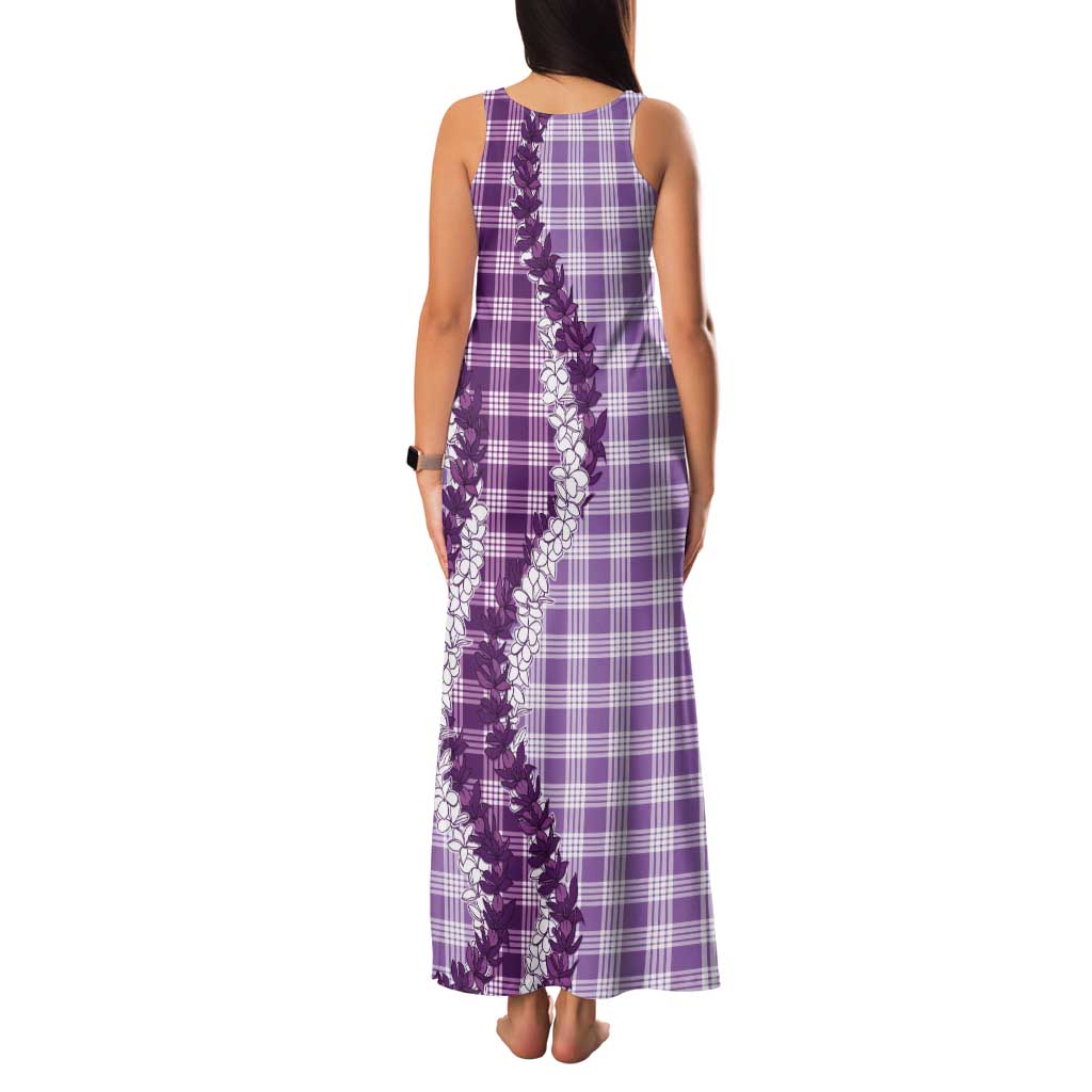 Violet Hawaii Palaka Tank Maxi Dress Hawaiian Honohono Lei