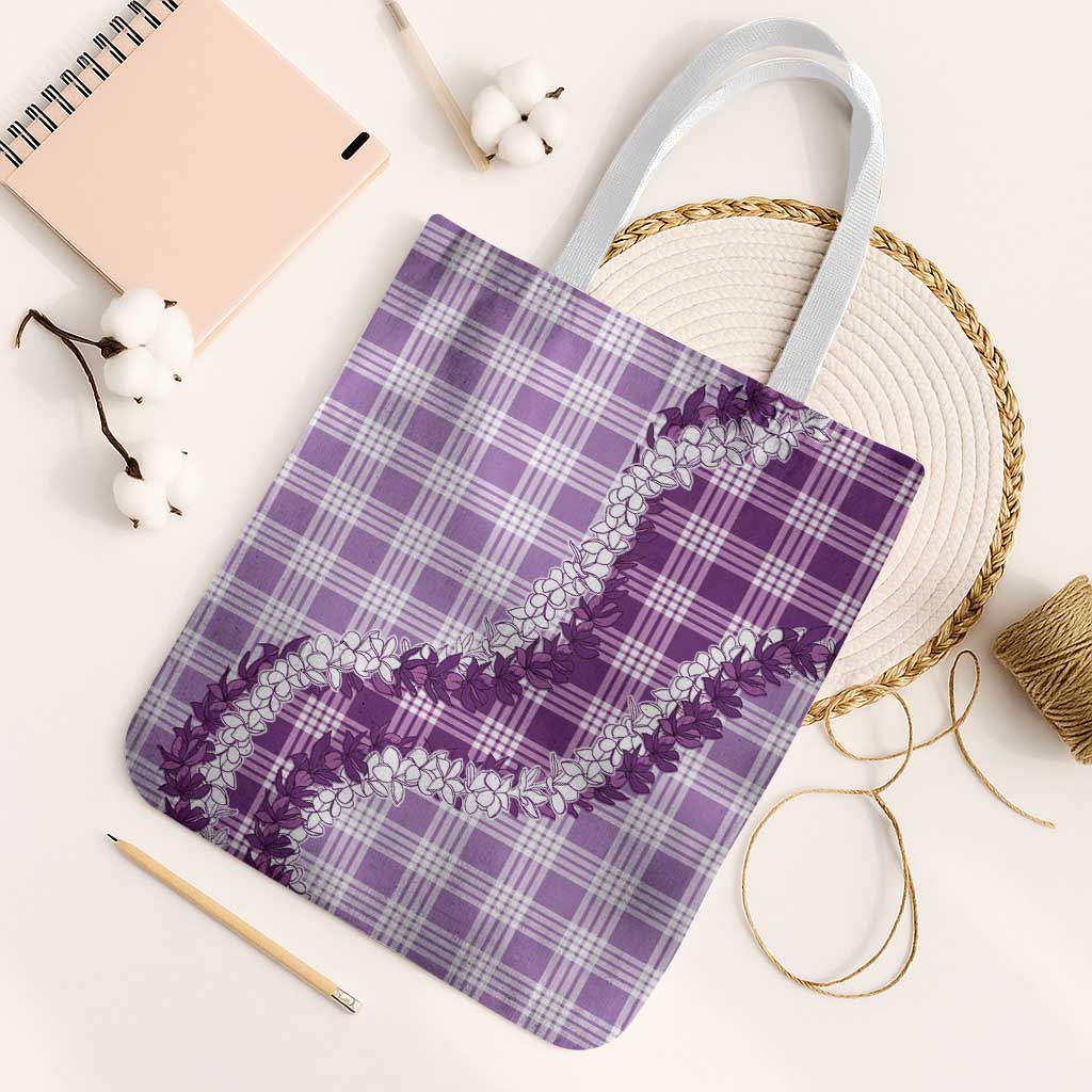 Violet Hawaii Palaka Tote Bag Hawaiian Honohono Lei