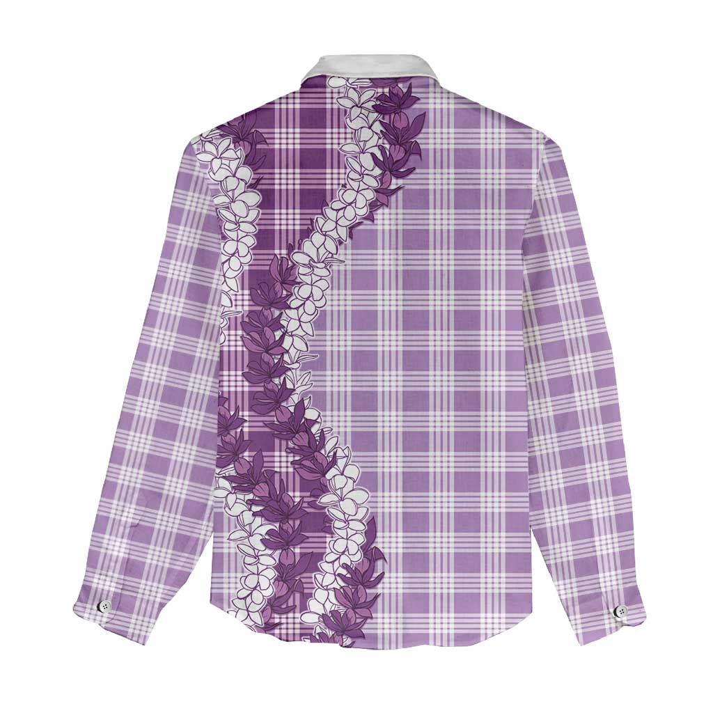 Violet Hawaii Palaka Women Casual Shirt - Hawaiian Honohono Lei LT05 - Polynesian Pride