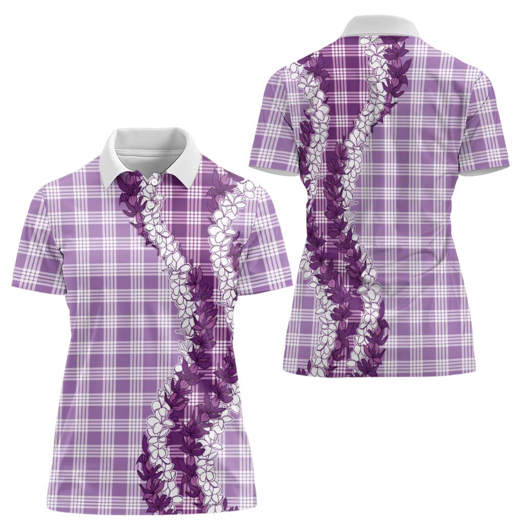 Violet Hawaii Palaka Women Polo Shirt Hawaiian Honohono Lei LT05 - Polynesian Pride