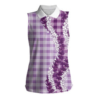 Violet Hawaii Palaka Women Sleeveless Polo Shirt Hawaiian Honohono Lei LT05 Female Violet - Polynesian Pride