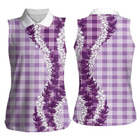 Violet Hawaii Palaka Women Sleeveless Polo Shirt Hawaiian Honohono Lei LT05 - Polynesian Pride