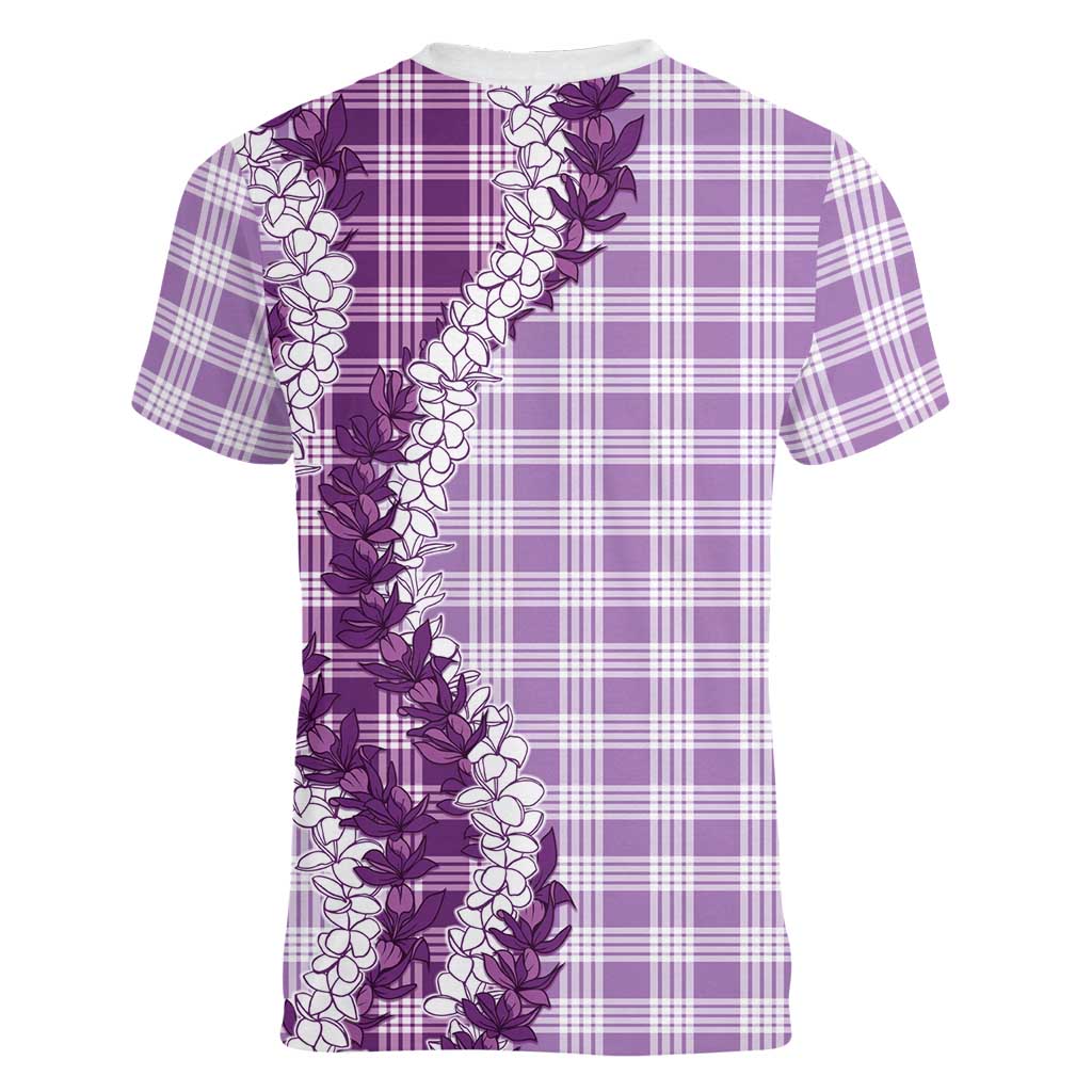 Violet Hawaii Palaka Women V-Neck T-Shirt Hawaiian Honohono Lei LT05 - Polynesian Pride