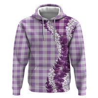 Violet Hawaii Palaka Zip Hoodie Hawaiian Honohono Lei