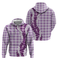 Violet Hawaii Palaka Zip Hoodie Hawaiian Honohono Lei