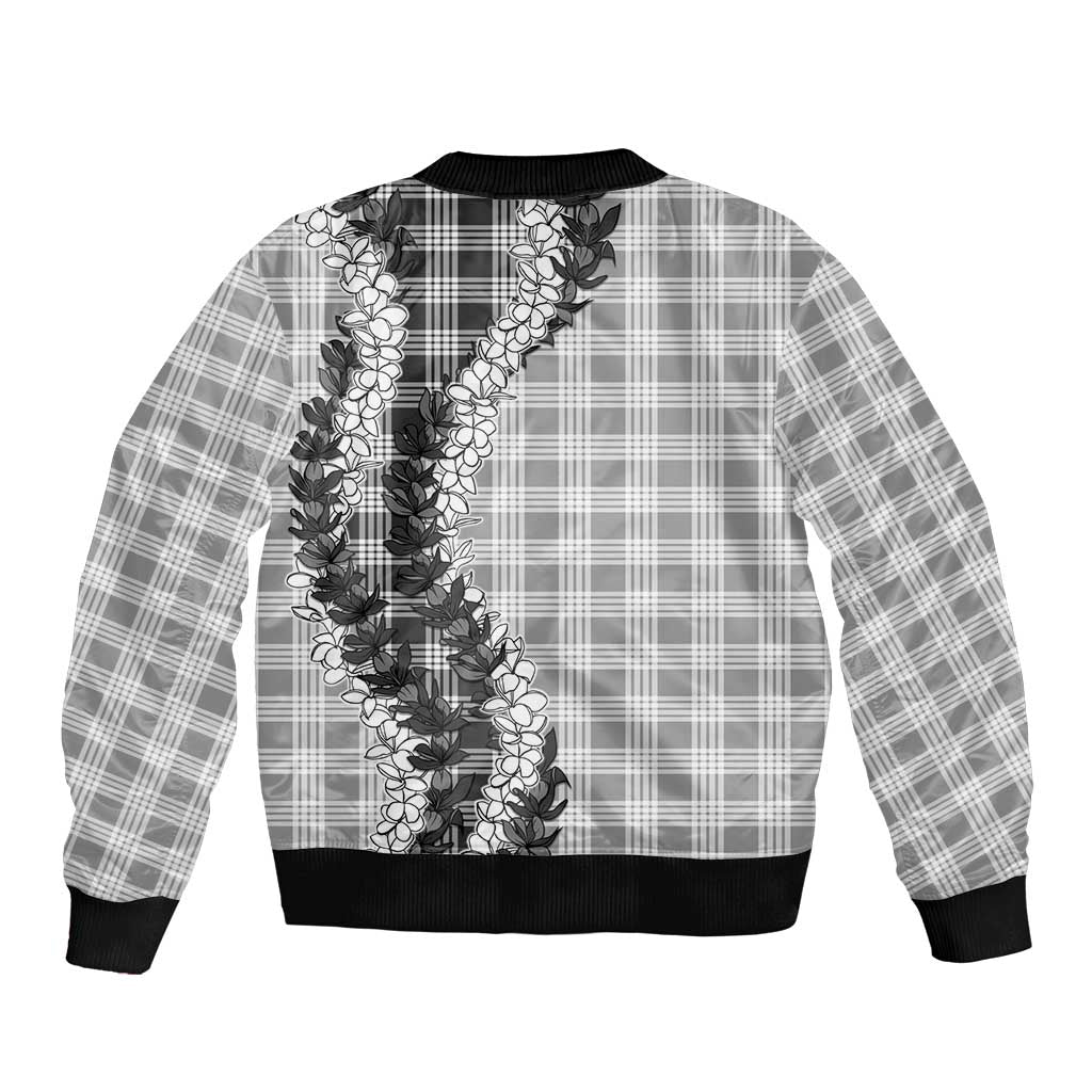 Gray Hawaii Palaka Bomber Jacket Hawaiian Honohono Lei