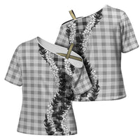 Gray Hawaii Palaka Cross Shoulder Shirt Hawaiian Honohono Lei