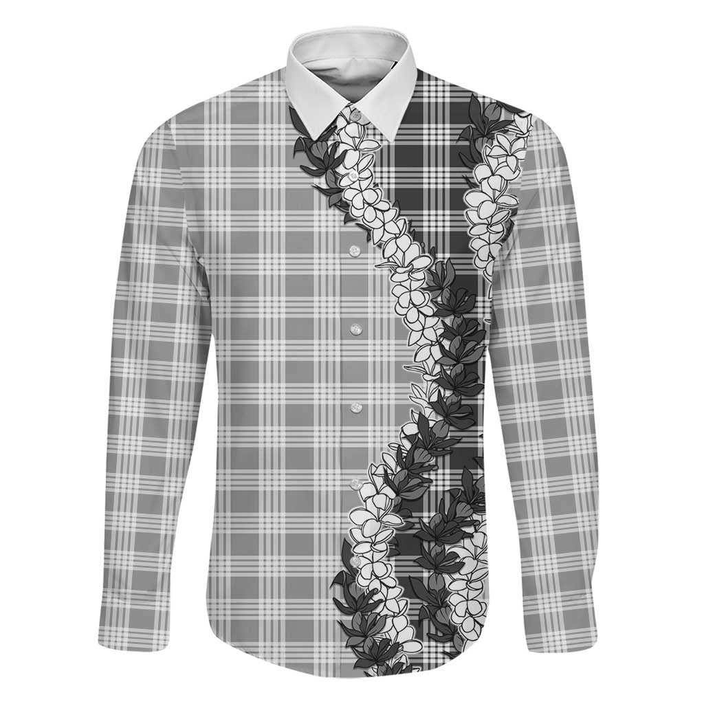 Gray Hawaii Palaka Family Matching Mermaid Dress and Hawaiian Shirt Hawaiian Honohono Lei LT05 Dad's Shirt - Long Sleeve Gray - Polynesian Pride